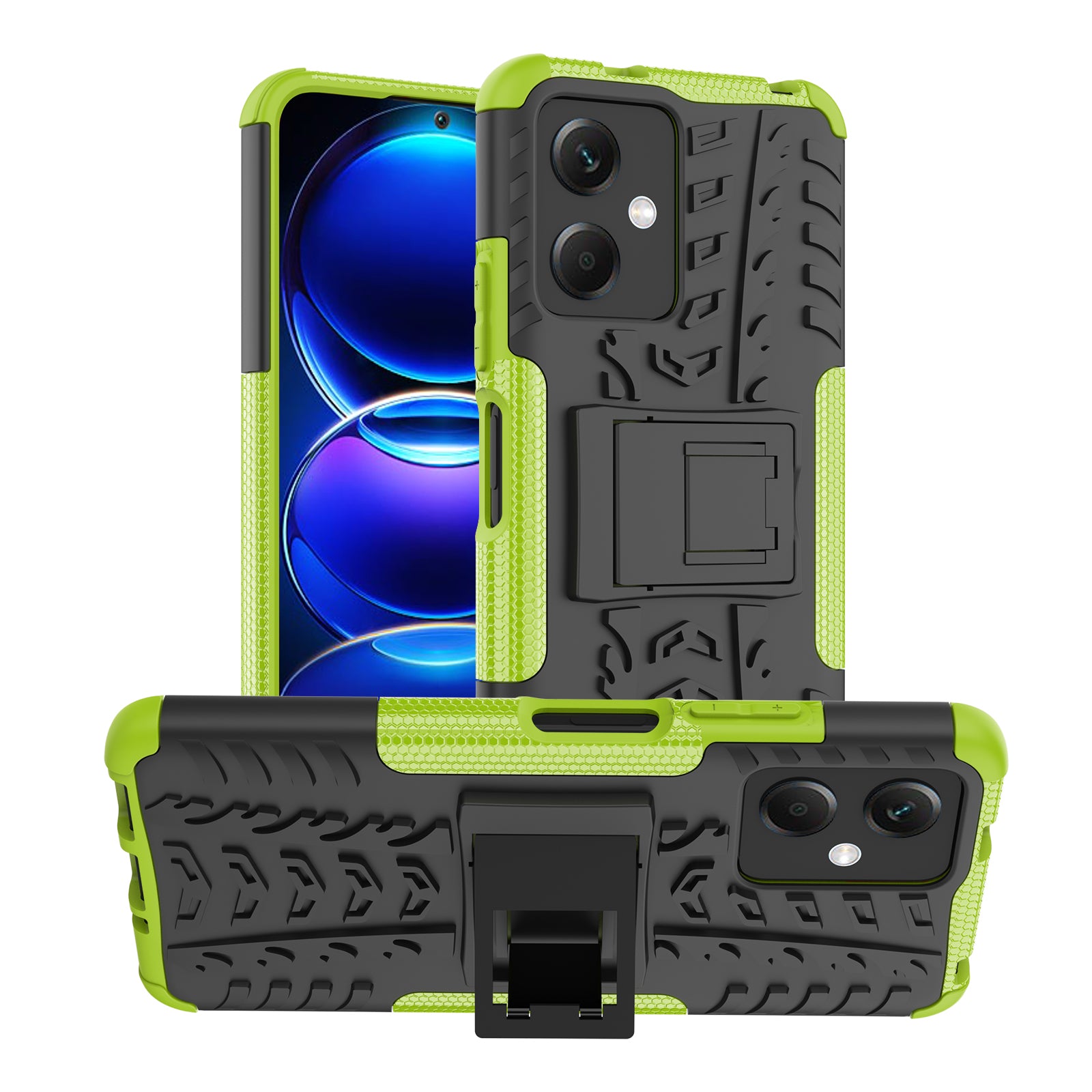 For Xiaomi Redmi Note 12 5G (Global) (India) (China) Poco X5 5G Hard PC TPU Rugged Tire Pattern Shock-absorbing Phone Case Kickstand Back Cover For Xiaomi Redmi Note 12 5G (Global) (India) (China) Poco X5 5G Hard PC TPU Rugged Tire Pattern Shock-absorbing Phone Case Kickstand Back Cover